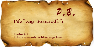 Pávay Bozsidár névjegykártya
